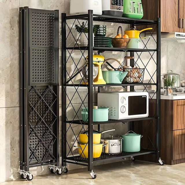 Foldable Multipurpose Rack with Shelves and Wheels – 4 Tier & 5 Tier Options