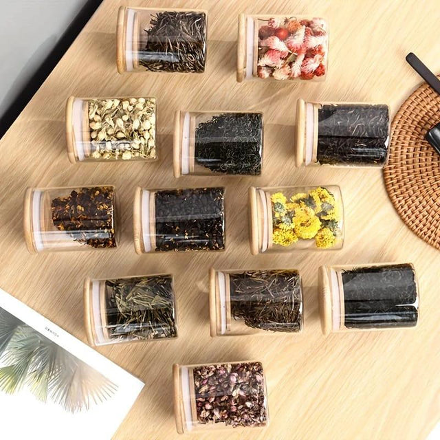 12pcs Glass Spice Jar Set with Bamboo Airtight Lids 200ml Spice jars Seasonings & Spices