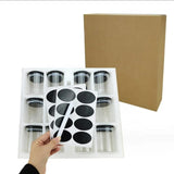 12pcs Glass Spice Jar Set with Black Bamboo Lids 200ml