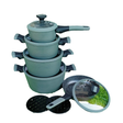 12pcs Jungle Green Edenburg Nonstick Cookware Set with Induction Bottom Cookware Cookware Sets