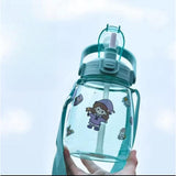 1300ml Children’s Water Bottle with DIY Sticker | Temperature Resistant PC+PP+Silicone | Includes Cup Rope | Random Color Stickers