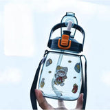 1300ml Children’s Water Bottle with DIY Sticker | Temperature Resistant PC+PP+Silicone | Includes Cup Rope | Random Color Stickers