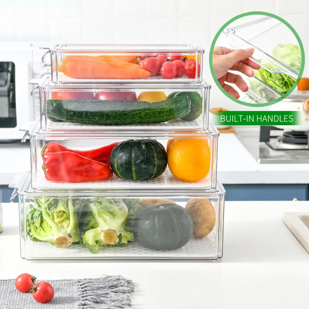 14pcs Stackable Fridge Organizers Clear Acrylic Storage Bins Space Saving & BPA-Free food storage Food Storage Containers