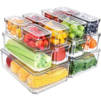 14pcs Stackable Fridge Organizers Clear Acrylic Storage Bins Space Saving & BPA-Free food storage Food Storage Containers