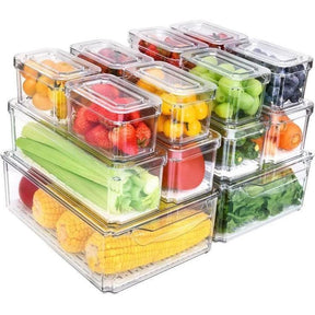 14pcs Stackable Fridge Organizers Clear Acrylic Storage Bins Space Saving & BPA-Free food storage Food Storage Containers