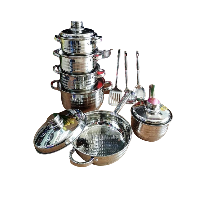 15 Piece Induction Base Stainless Steel Cookware Set with Glass Lids | Durable & Versatile Kitchen Cookware