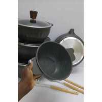 15pcs Granite Coating Kitchen Cookware Set Green Scratch Resistant & Durable Cookware Sets