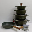 15pcs Granite Coating Kitchen Cookware Set Green Scratch Resistant & Durable Cookware Sets