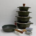 15pcs Granite Coating Kitchen Cookware Set Green Scratch Resistant & Durable Cookware Sets