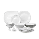 16 pcs Quadra Dinner Set | White Plain | Modern Square Dinnerware for Everyday Use