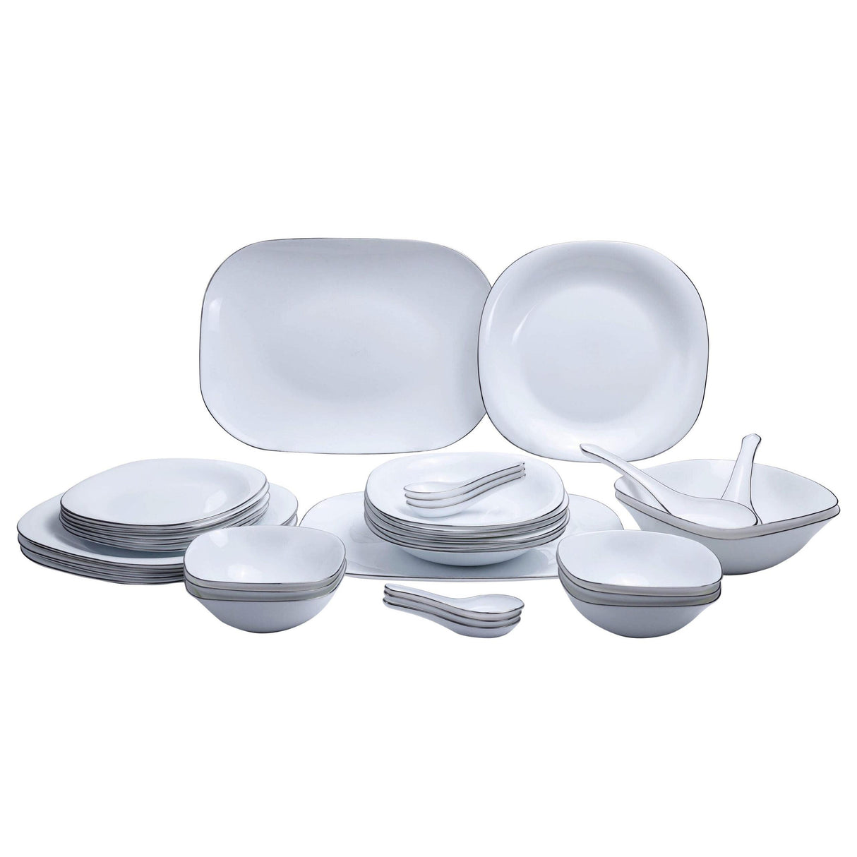 16 pcs Quadra Dinner Set | White Plain | Modern Square Dinnerware for Everyday Use