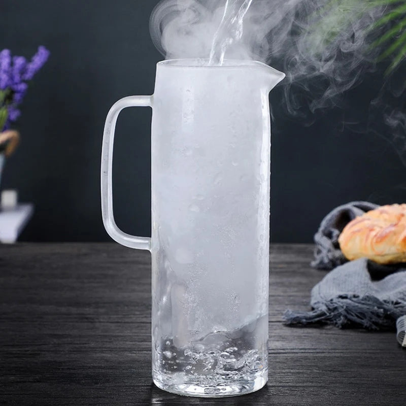 Transparent 1700ml Glass Borosilicate Water Pitcher Jug with Handle and Bamboo Lid | Multifunctional | Juice, Milk, Black Tea, Coffee