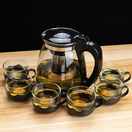 5pc Transparent Heat Resistant Glass Infuser Tea Set | Elegant Teapot and Teacups- Furaha Finds Kenya