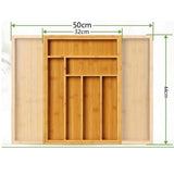 Expandable Bamboo Drawer Cutlery Organizer | Eco Friendly Bamboo Flatware & Silverware Tray | Adjustable Kitchen Utensil Organizer