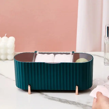 Cosmetics Storage Box | DustProof Makeup Organizer for Cotton Pads, Swabs, Beauty Egg Holder, Bathroom Jewelry Organizer- Furaha Finds Kenya