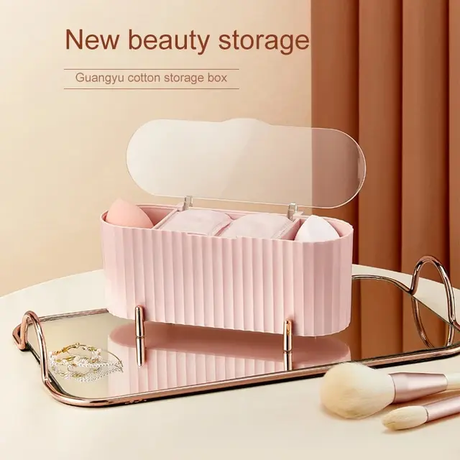 Cosmetics Storage Box | DustProof Makeup Organizer for Cotton Pads, Swabs, Beauty Egg Holder, Bathroom Jewelry Organizer- Furaha Finds Kenya