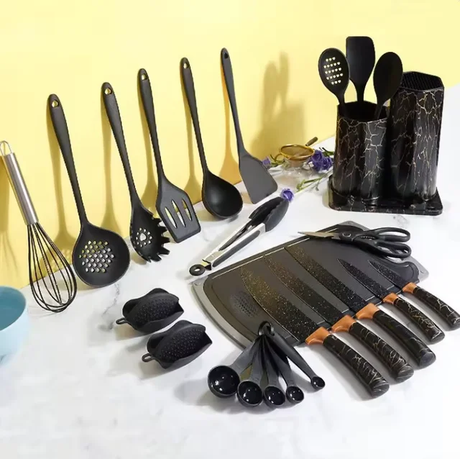 25pcs Silicone Spoons | Available in Marble Black, Marble White, and Marble Pink- Furaha Finds Kenya
