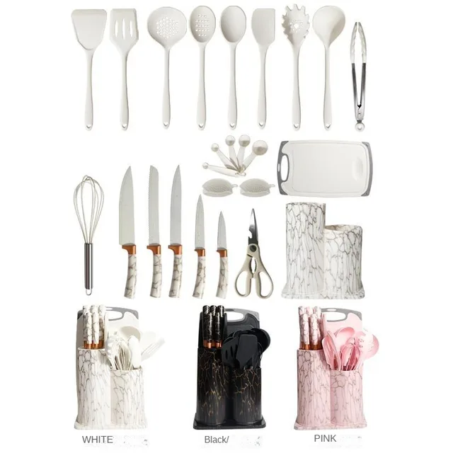 25pcs Silicone Spoons | Available in Marble Black, Marble White, and Marble Pink- Furaha Finds Kenya