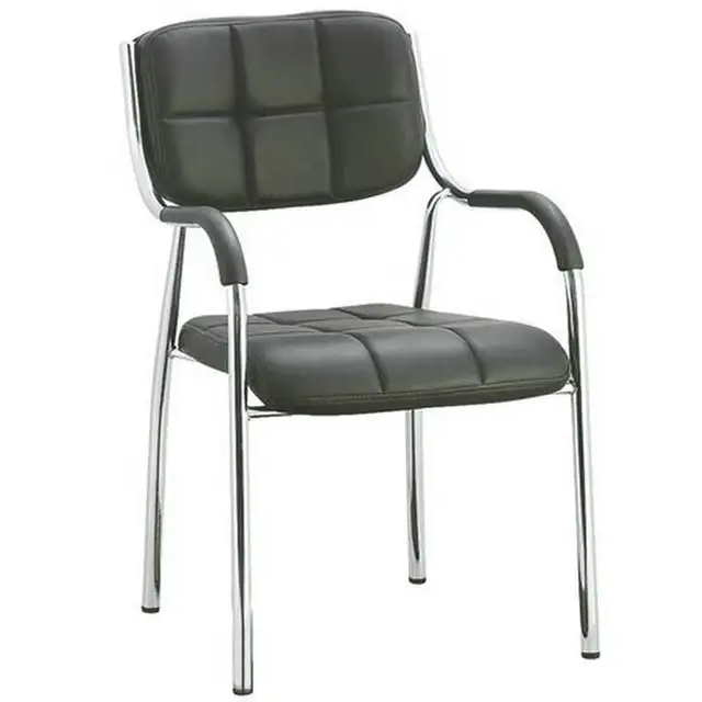 Ergonomic Padded Leather Office Chair with Chrome Legs | Black Executive Design