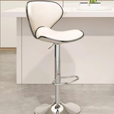 Modern Adjustable Swivel Counter Bar Stools with Padded Seat |Chrome Finish and White Faux Leather
