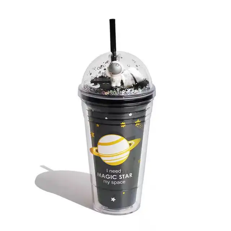 Smoothy Space Cup | 500ml Acrylic Water Bottle | Stylish and Durable | Black and White- Furaha Finds Kenya