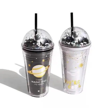 Smoothy Space Cup | 500ml Acrylic Water Bottle | Stylish and Durable | Black and White- Furaha Finds Kenya