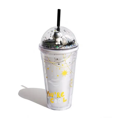 Smoothy Space Cup | 500ml Acrylic Water Bottle | Stylish and Durable | Black and White- Furaha Finds Kenya