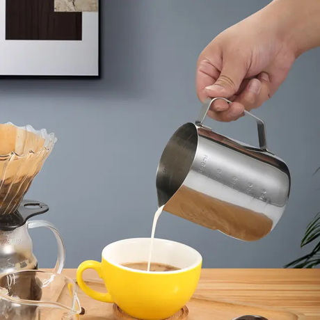 Steel Milk Jug | 600ml Stainless Steel Milk Frothing Pitcher for Coffee, Lattes, and Cappuccinos (Silver)- Furaha Finds Kenya