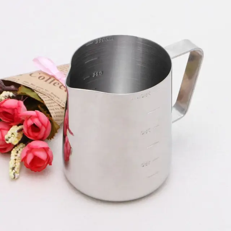 Steel Milk Jug | 600ml Stainless Steel Milk Frothing Pitcher for Coffee, Lattes, and Cappuccinos (Silver)- Furaha Finds Kenya