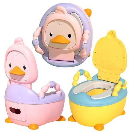 Furaha Finds High Quality Kids Potty  Cartoon duck baby toilet seat with ergonomic backrest, detachable bowl, and non slip base.
