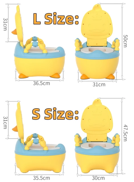 Furaha Finds High Quality Kids Potty  Cartoon duck baby toilet seat with ergonomic backrest, detachable bowl, and non slip base.