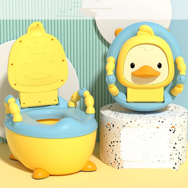 Furaha Finds High Quality Kids Potty  Cartoon duck baby toilet seat with ergonomic backrest, detachable bowl, and non slip base.