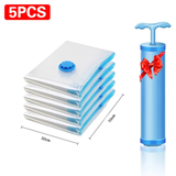 5pcs Vacuum Storage Bags Set with Pump Space Saver for Clothes & Blankets