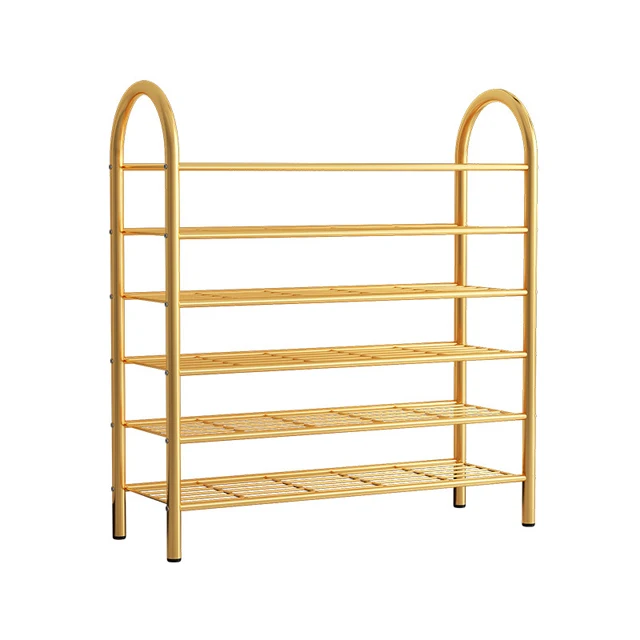 High Quality 6 Tier Large Capacity Shoe Rack | Gold Metal Frame