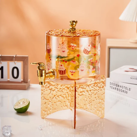 Light Luxury Golden 3.6L Borosilicate Glass Bucket Dispenser- Furaha Finds Kenya