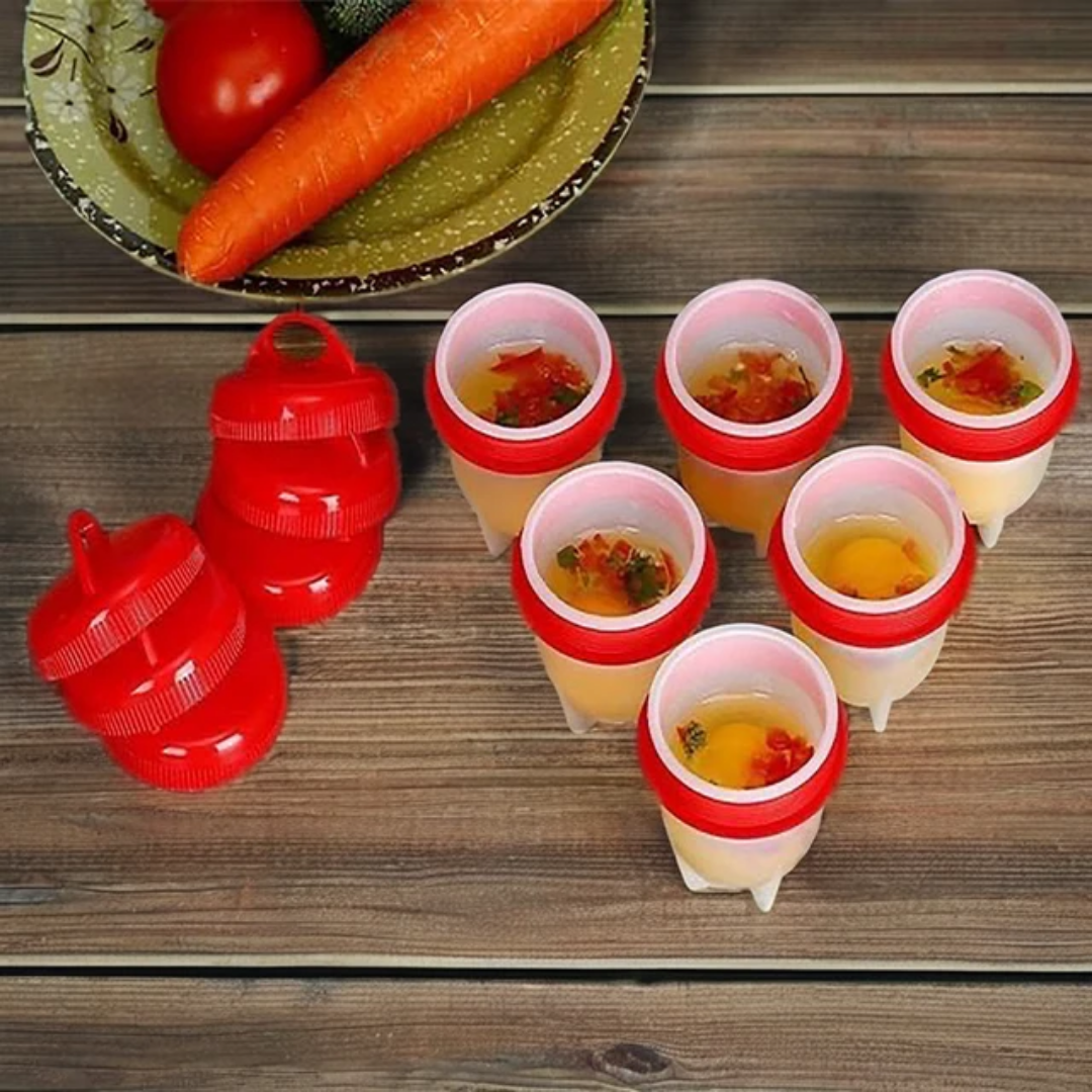 6 Piece Silicone Egg Poacher/Boiler Set