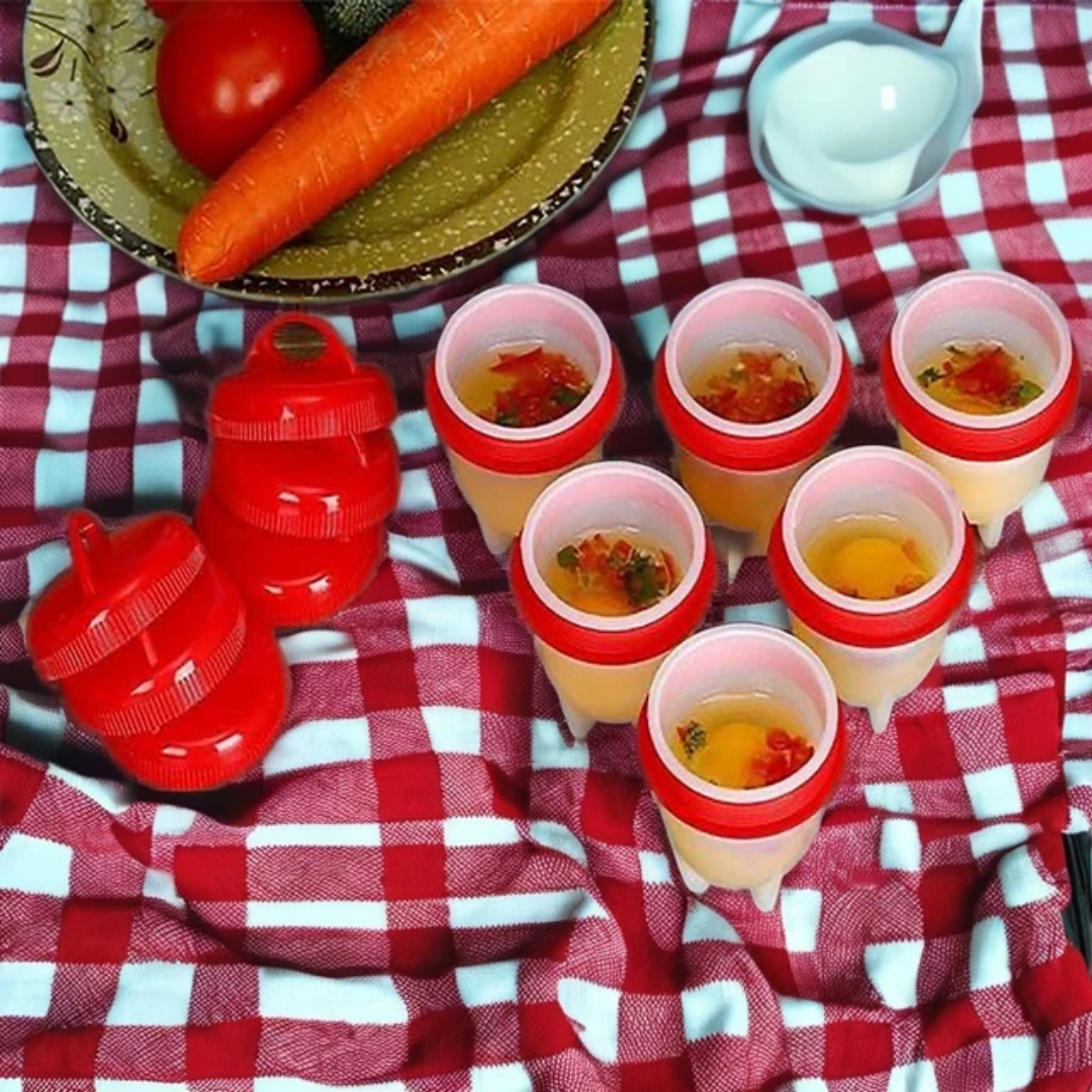 6 Piece Silicone Egg Poacher/Boiler Set