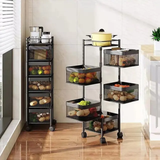Square Fruit Rack with Wheels 5 Tier Mobile Storage Organizer- Furaha Finds Kenya