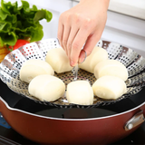 Furaha Finds Stainless Steel Steamer Basket Expandable and collapsible vegetable steamer for healthy cooking, made from durable rust resistant stainless steel.