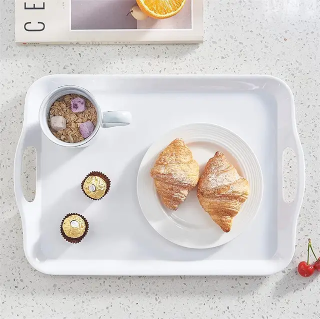 Hotel Grade White Melamine Serving Tray | 45cm x 38cm