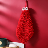 Red Chenille Hand Towels 27cm x 27cm