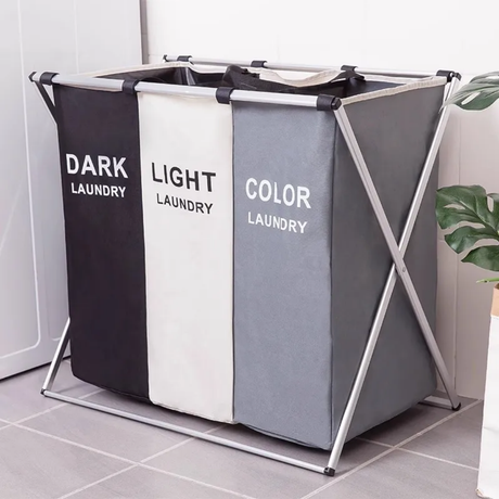 Furaha Finds 3 grid foldable color laundry basket spacious durable and perfect for home organization