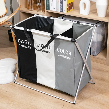 Furaha Finds 3 grid foldable color laundry basket spacious durable and perfect for home organization