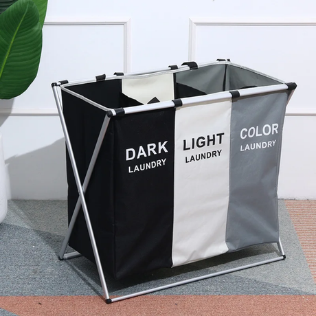 Furaha Finds 3 grid foldable color laundry basket spacious durable and perfect for home organization