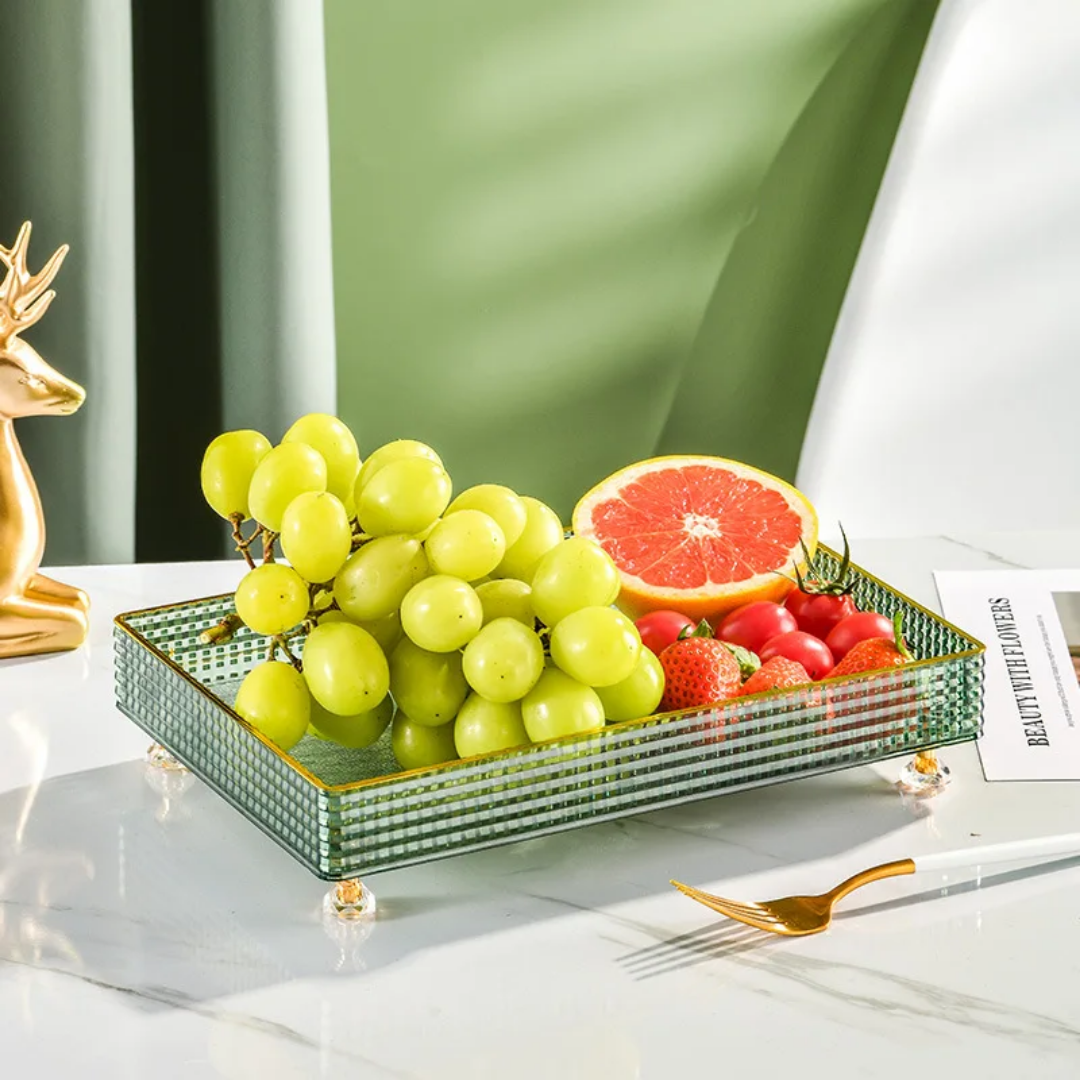 Acrylic Square Designer Serving Plate Bowl Stand with Acrylic Base Tray Set of 7