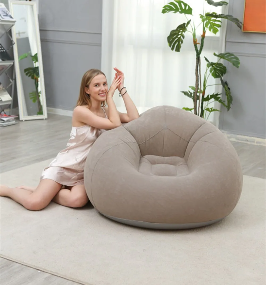 High Quality PVC with plush covering Inflatable Lazy Sofa