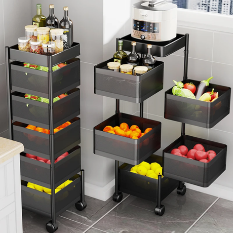 5 Tier Rotating Metallic Kitchen Organizer | Vegetable Storage Rack- Furaha Finds Kenya