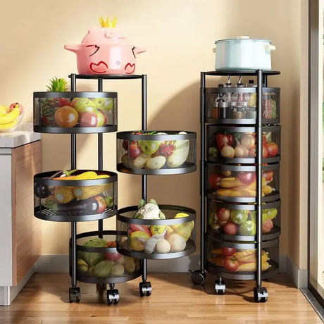 5 Tier Rotating Metallic Kitchen Organizer | Vegetable Storage Rack- Furaha Finds Kenya