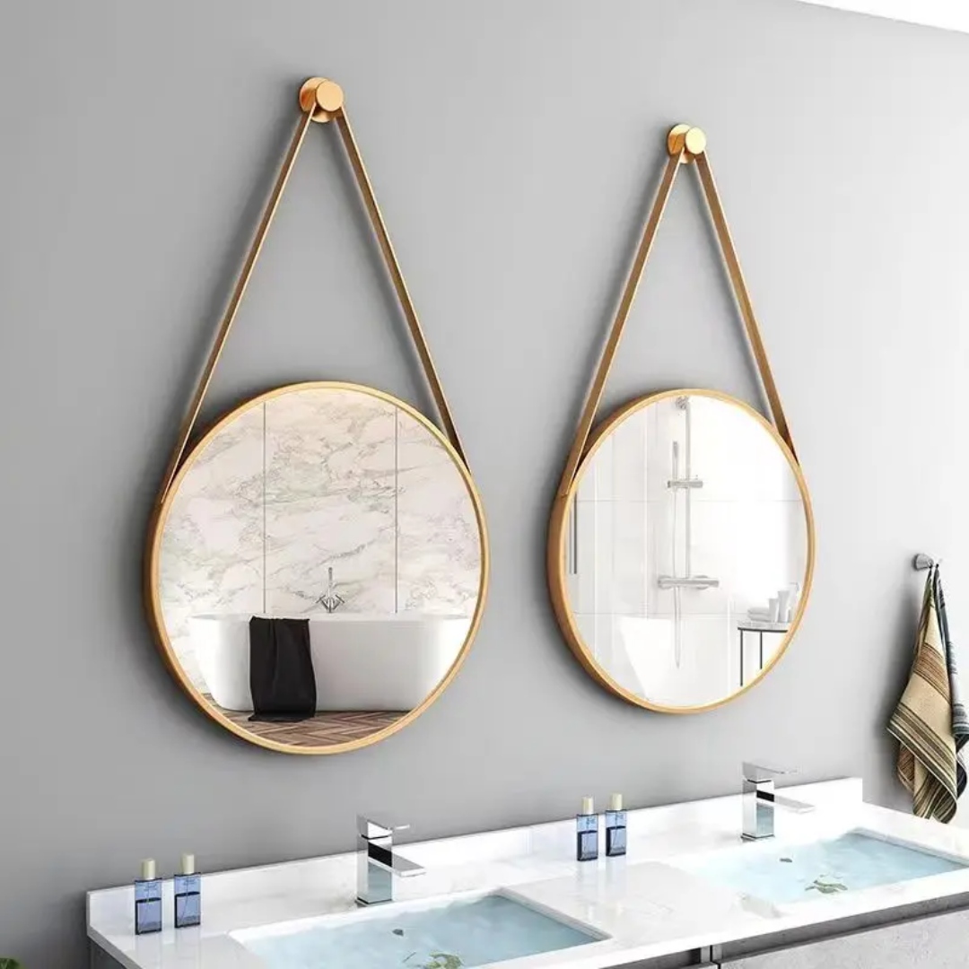 Luxury Round Iron Art Belt Hanging Wall Mirror