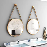 Luxury Round Iron Art Belt Hanging Wall Mirror